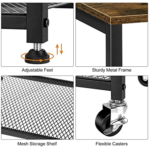 Eteli Side Table Small With Wheels Industrial Night Stand Storage Shelf 3 Tier Wood End Table With Metal Frame For Small Space Living Room Bedroom Kitchen Office #TOP5