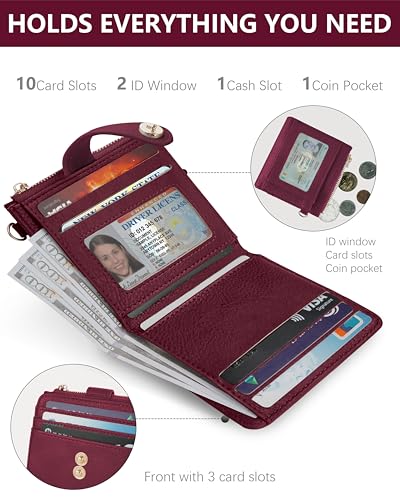 Image of Keychain Wallet Wristlet for Women,RFID Small Wallet | Wallet Wristlet with Zipper Coin Pocket,Vegan Leather Card Wallets for Women, 2 ID Window,Gift