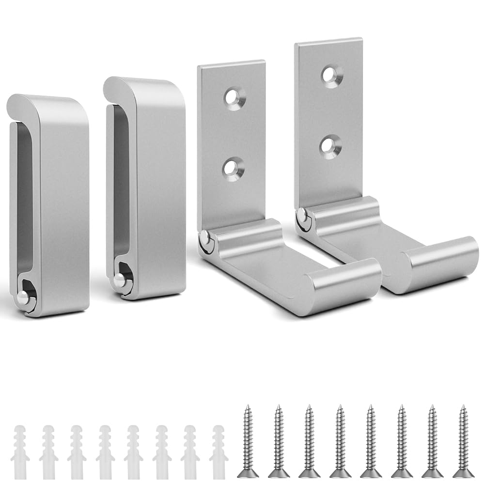 flintronic 4PCS Foldable Wall Hooks, Folding Hooks for Hanging, Heavy Duty Wall Mounted Coat Rack, Aluminum Alloy Flip Down Hook for Bathroom Kitchen Hanging Bag Towel Bag (Silver)