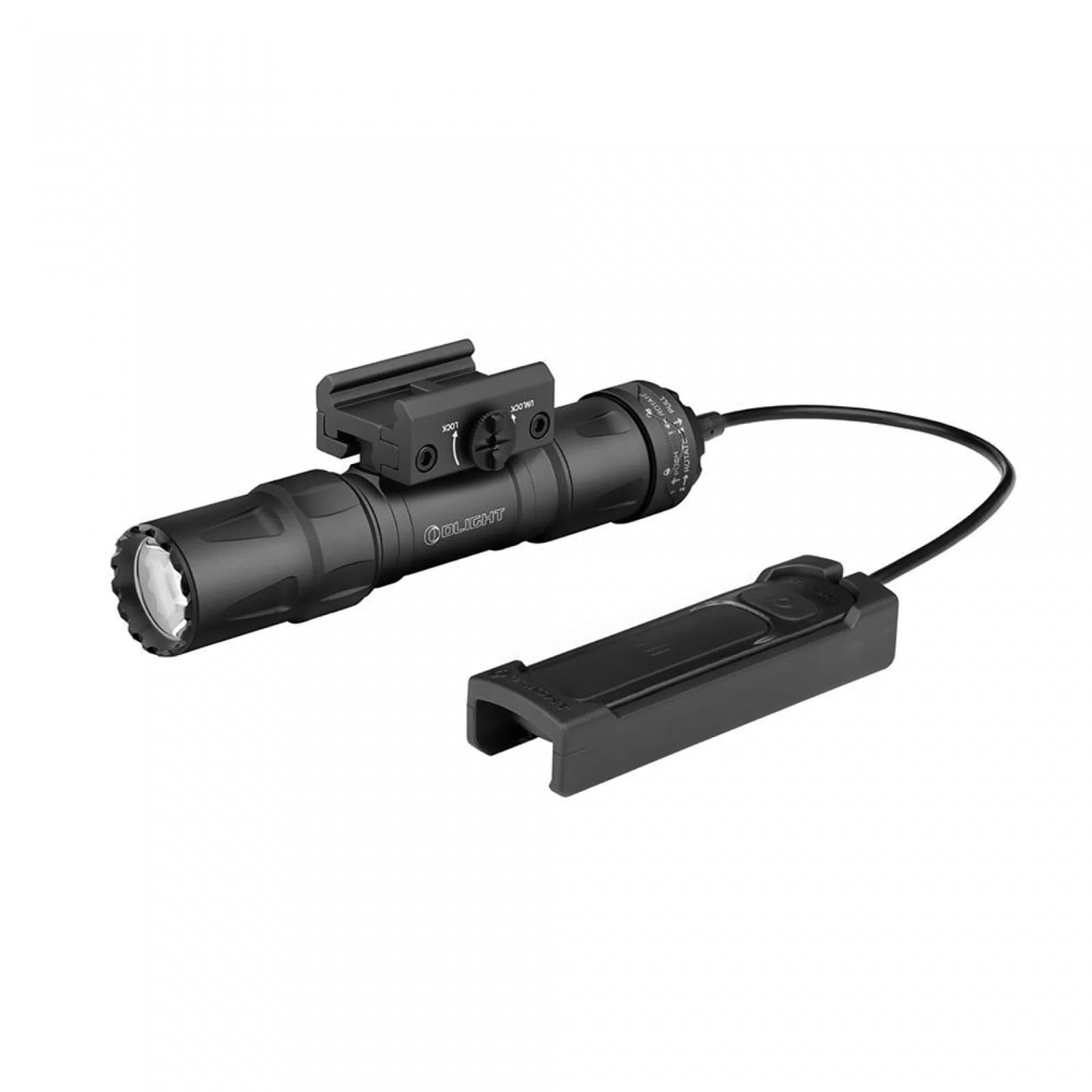 OLIGHT Odin S Linterna Táctica Potente Recargable Adaptación de Picatinny 1500 Lúmenes 250 Metros con Interruptor de Presión Remoto Mejorado IPX8 (Negro)