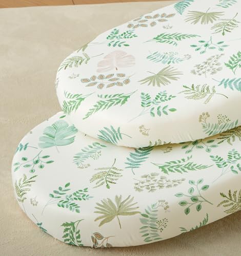 Image of SDY Jersey Bassinet Sheets for Baby Boys and Girls,32 inchx 16 inchx 4 inch, 2 Pack, Green Standard Oval /Retangle Bassinet Mattress Sheets for Toddler,Super Soft Breathable