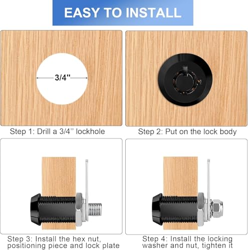 Image of Sissinda Black Cam Locks RV Storage Locks Keyed Alike, 1-1 /2 inch Fits on 1-1 /4 inch Max Door Thickness, RV Compartment Locks for Camper Trailer Cabinet Locks with Keys (Black 1-1 /2 Inch 2Pack)
