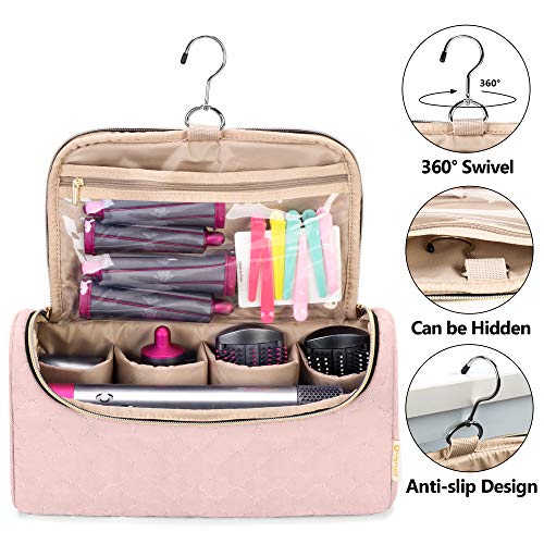 Yarwo Travel Organsier Bag Compatible with Dyson Airwrap Styler Complete, Portable Travel Storage Case Hair Dryer Holders for Airwrap Styler and Attachments, Vintage Rose