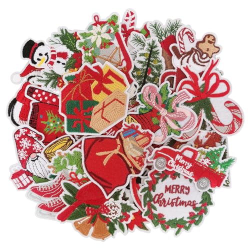 Christmas Embroidered Iron On Sew On Patches - Repair & Decoration for Clothes Hats Backpacks | DIY Applique Accessories (26 Pcs)