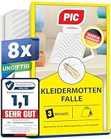 PIC Mottenfalle Kleidermotten - 8X Kleider Mottenfalle, Kleidermotten bekämpfen, Mottenschutz für kleiderschrank, Kleidermottenfalle mittel gegen motten in der Wohnung - Alternative zu Mottenpapier