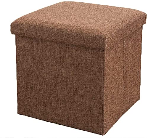 Table basse et pouf cube en lin marron pour en finir avec le désordre