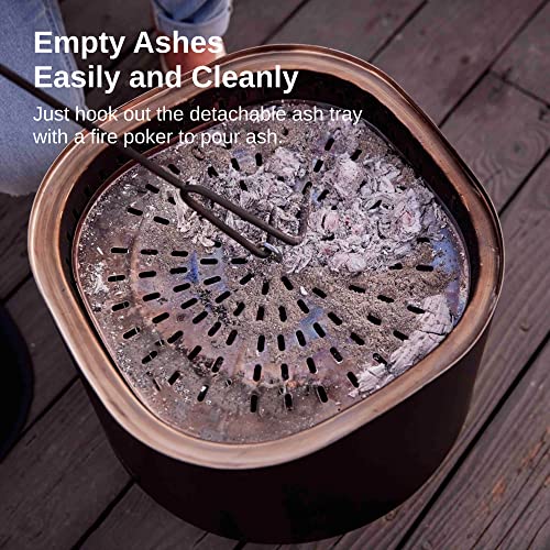 EAST OAK Fire Pit 29", Stainless Steel Smokeless Fire Pits for Outside Large Wood Burning Firepit with Poker & Removable Ash Pan, Portable Bonfire Pit for Patio, Backyard,Pitch Charcoal