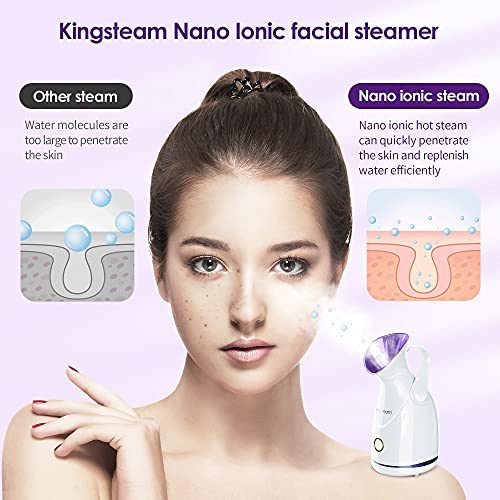Nano Ionic Facial Steamer, Professional Facial Steamer For Deep Cleaning - Kingsteam Portable Facial Vaporizador, With Aromatherapy Kit And Blackhead Removal Tools, For Home Facial Sauna Spa (Purple) #TOP2