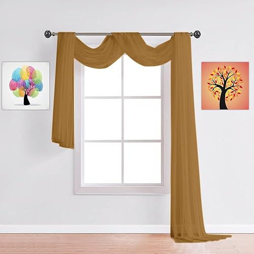 Miniatura 4 de 1 par de cortinas o bufanda de color transparente Warm Home Designs de calidad Cada panel de la ventana es 56 pulgadas X 84 pulgadas y la bufanda es