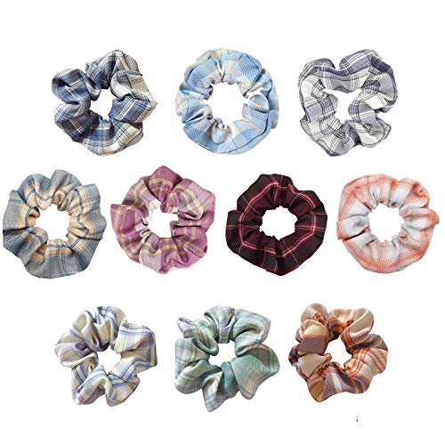 Hair Scrunchies for Girls, Kicpot 30Pcs Hair Scrunchie Hair Bands Striped Lattice Elastic Hair Scrunchies Ties Ropes Scrunchie Accessories for Women and Girl Birthday Thanksgiving Day Christmas Gifts