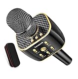 Karaoke Microphone,2700mah Duet Version Bluetooth Microphone Wireless, with 2.1 Channel 12W Dual...