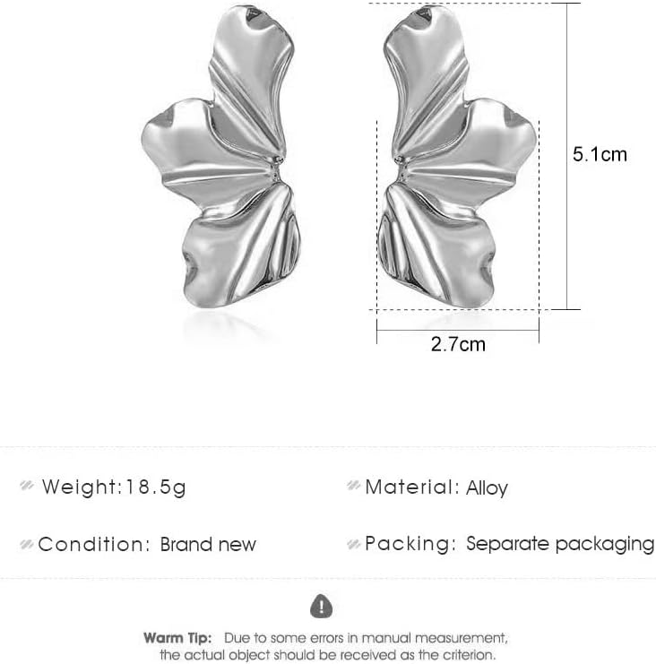 Flower Earrings For Women Sectored Chunky Gold Flower Leaf Shell Angel Wing Stud Earrings Large Statement Earrings Dainty Irregular Geometric Leaf Earring Jewelry Gifts - Image 4