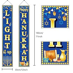 Happy Hanukkah Banner Hanukkah & Chanukah Decorations Porch Hanging Blue Welcome Sign for Home Holiday Party Outdoor Decor Happy Hanukkah Banner Hanukkah Chanukah Decorations Porch Hanging Blue Welcome Sign for Home Holiday Party Outdoor Decor