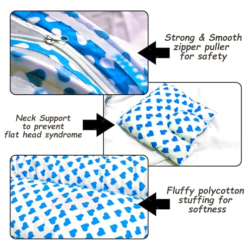 Image of VParents Rosy Blue Cotton Bedding Set & Mosquito Net