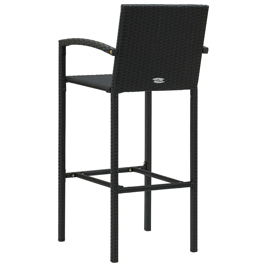 vidaXL Set de Muebles de Bar de Jardín 3 Piezas Mesa Silla Asiento Patio Terraza Balcón Barra Bistró Muebles Mobiliario Ratán Sintético Negro