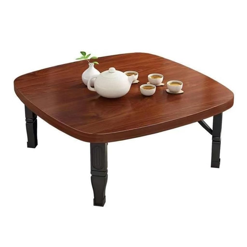 Table basse japonaise marron carrée et compacte pour salon et chambre