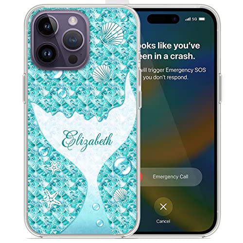 Somlatic Personalized Mermaid Phone Case Mermaid Tail Pattern Design Cases Gifts For Women Girls Kids Protective Cover Compatible With Iphone 14 13 11 12 Mini Pro Max X Xs Xr #TOP4
