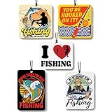 Joytezz 5pcs Gone Fishing Car Air Freshener Funny Car Accessories Automotive Interior Hanging Scents Mirror Decor for Men Teen Boys Fishermen Gifts