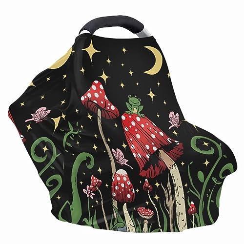Image of Youngerbaby Red Mushroom Nursing Cover Carseat Canopy Car Seat Covers for Babies Mom Breastfeeding Scarf Infant Starry Night Black Multi Use Cover for Baby Stroller Shopping Cart Feeding High Chair