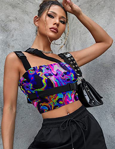 CYCLAMEN Women's Buckle Tank Tops Sleeveless Tube Crop Cami Tops Rave Gothic Punk Streetwear Shirt3