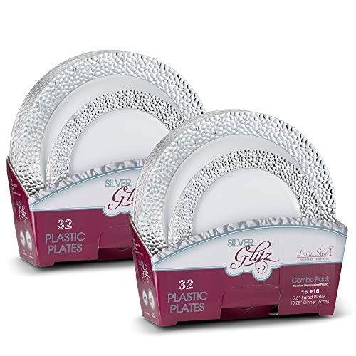 Laura Stein Designer Dinnerware Set of 64 Premium Plastic Wedding/Party