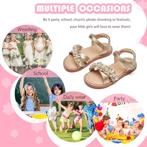 Image of Flaryzone Girls Sandals Open Toe Summer Flats Dress Sandals Shoes Toddler /Little Kid