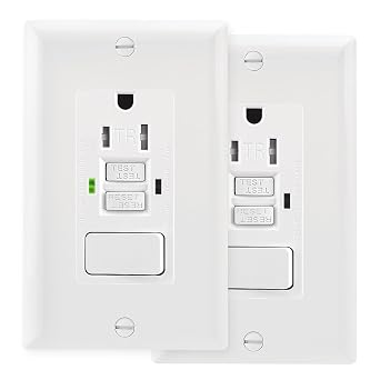 Wengart GFCI Switch Outlet Combo,2Pack,AC125V 15Amp Tamper-Resistant,Ground Fault Circuit Interrupter Outlet for Indoor Use,ETL Listed | Flame-retardant 15A GFCI switch combo for kitchen & bathroom walls, 0.025s self-testing safety, ETL Listed