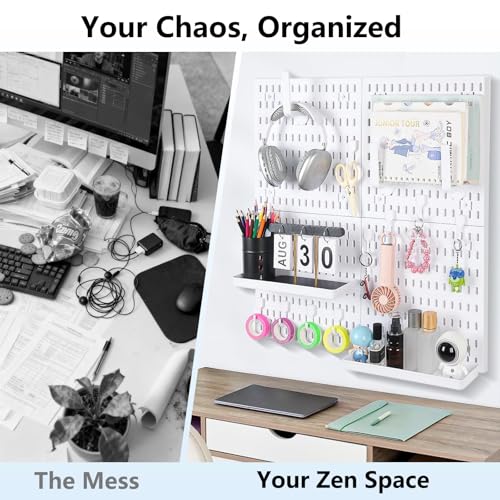 White-Pegboard-Combination-Kit-Wall-Organizer-Pegboard-Modular-Hanging-Peg-Boards-and-Accessories-Modular-Hanging-Garage-Storage-Tool-Organizer-for-Craft-Room-Kitchen-Workshop-Office-24x24inch
