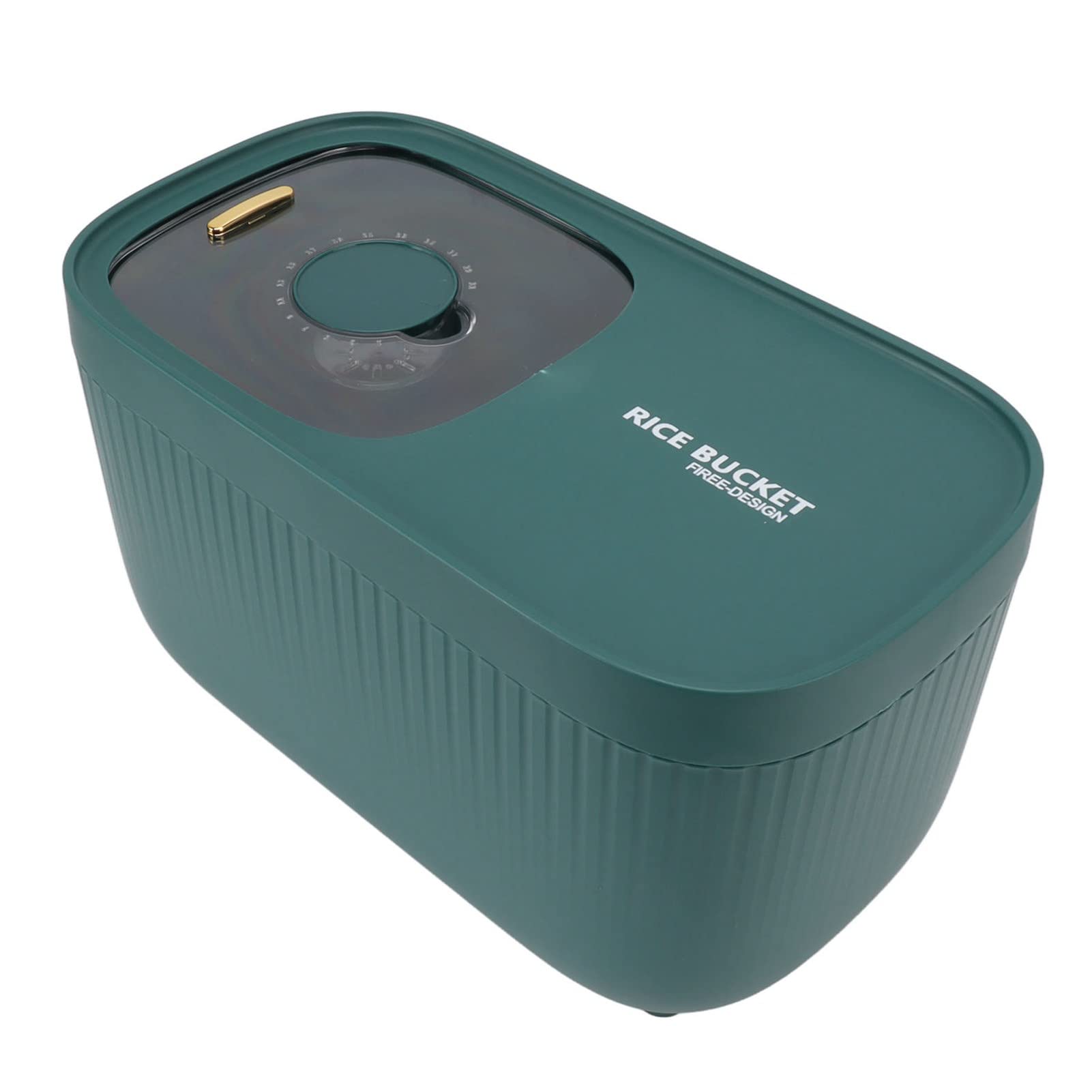 UBERSWEET® Rice Storage Bucket, Food Grade PP Keep Air Out Rice Bucket Dispenser Thick Non Lag Light Luxury with Transparent Lid for Multigrain (Green)