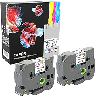 2 Compatible TZe-241 TZ-241 Black on White 18mm x 8m Label Tapes for Brother P-Touch PT-2030VP 2430PC 3600 9600 D400 D400VP D450VP D600VP E300VP E550WVP H300 H500 H500LI P700 P750W Label Makers