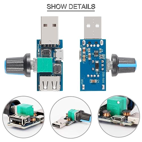 Youmile 5 pcs USB Fan Speed Controller DC 5V Mini USB Fan Stepless Governor DC 4-12V to 2.5-8V 5W USB input Micro input with Switch Function Regulator Speed Controller - Image 2