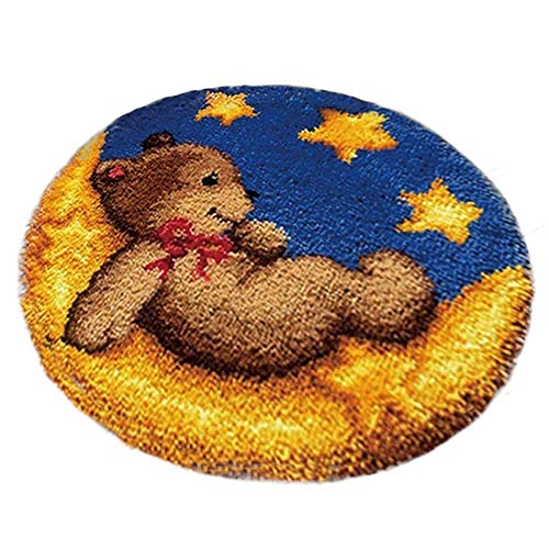 DIY Cushion Carpet Floor Mat Latch Hook Rug Kits Seat Cover Hand Craft Round Crocheting Needlework Baby Kids Parents Gift 50x50cm