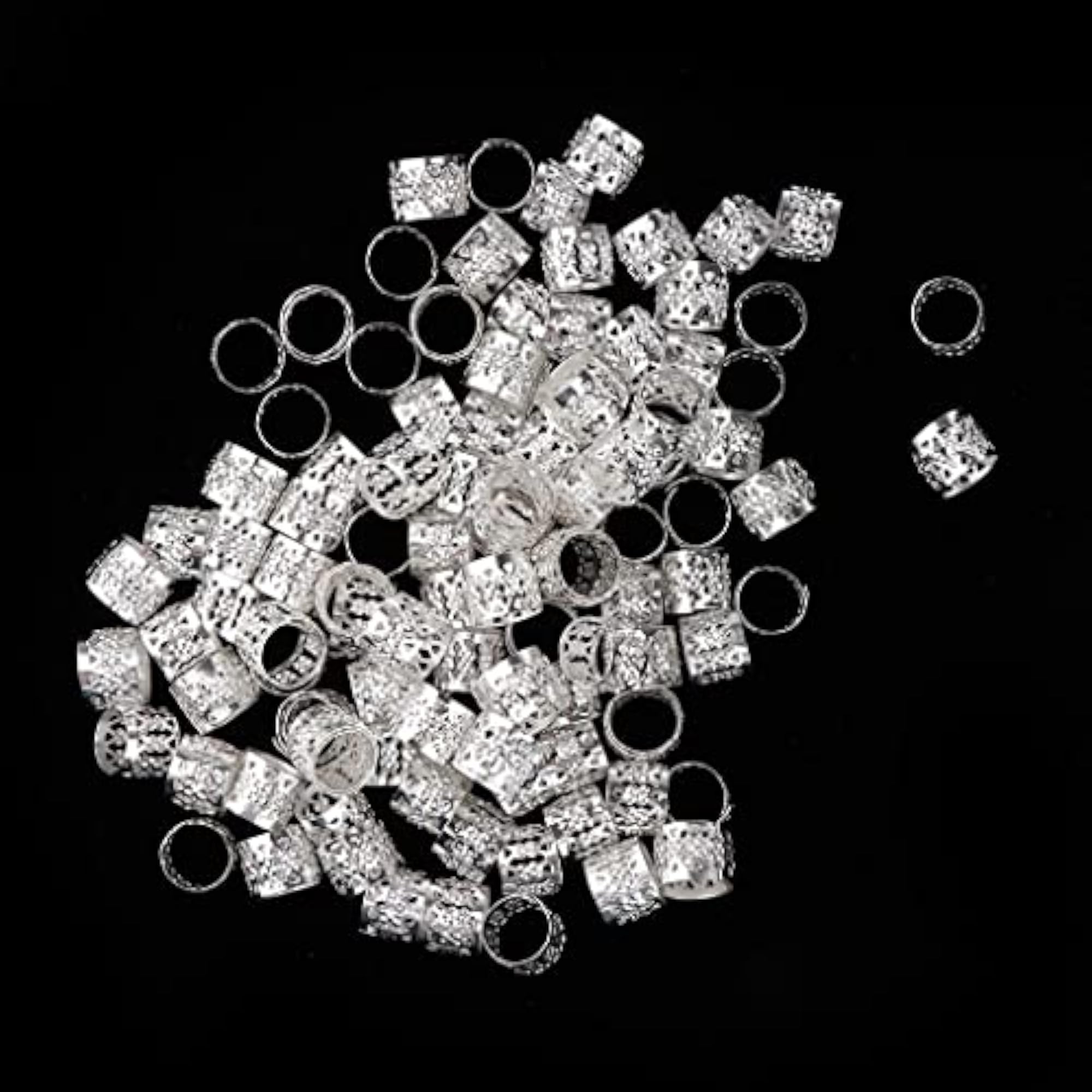 100Pcs Heart Metal Cuff Hair Extension Decorations, Silver
