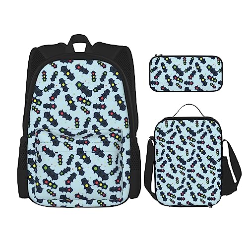 Sac à dos motif plage tropicale blanc pack 3 en 1 avec petite sacoche bandoulière réglable