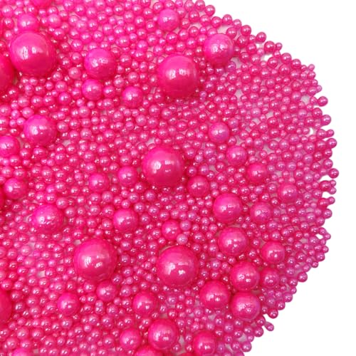 Image of Edible Rose Pink Sugar Pearls Candy Sprinkles 120G / 4.23Ounce Baking Cake Sprinkles Cupcake and Cake Topper Cookie Decorations Wedding Party Valentines Halloween Christmas Supplies