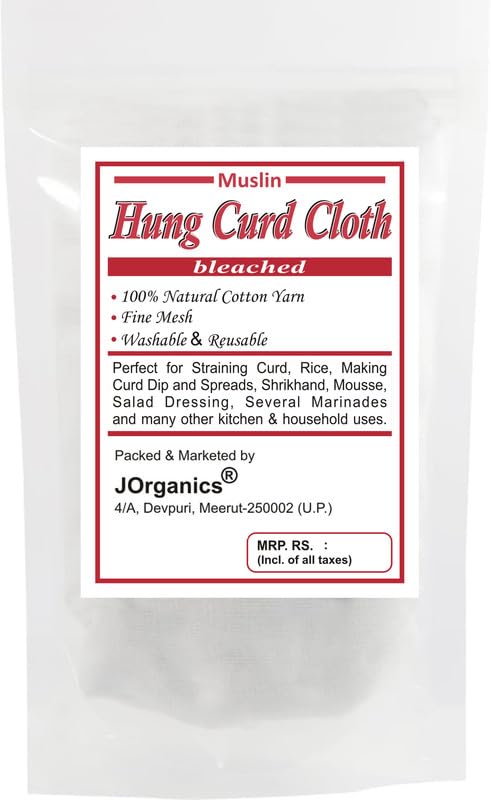 Image of JOrganics Muslin Hung Curd Cloth, Bleached Cotton, 1 x 1 Metre
