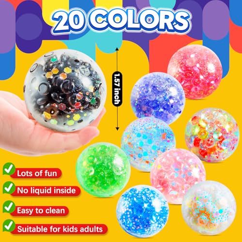HOUT 20 Stück Stressball-Squishy Mitgebsel Kindergeburtstag: Kunststoff Anti Stress Bälle Kindergeburtstag Gastgeschenke - Antistressbälle für Kinder Erwachsene - Kleine Geschenke für Kinder