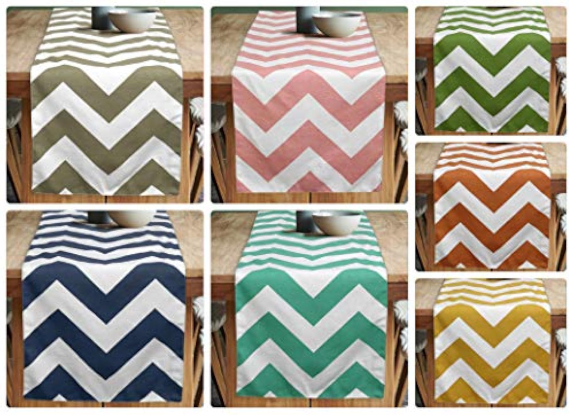 Chevron Printed Orange Runner with Place Mat & Napkin Set