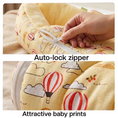 Image of Baybee 3-in-1 Baby Sleeping Bag & Carrying Bed | Velvet Cotton Carry Nest for New Born | Soft & Travel Friendly Sleeping Bag for Babies 0-6 Months (Yellow)