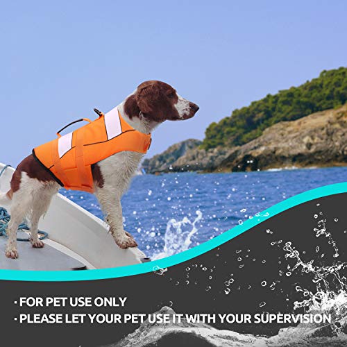 Queenmore Dog Life Jacket Adjustable Rip-Stop Dog Life Vests For Water Safety Pet Life Vest With Rescue Handle Safety Vest For Swimming Pool Beach Boating #TOP5