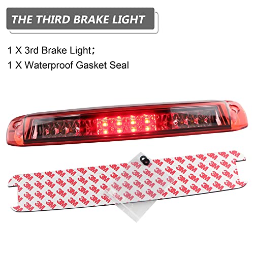 Bomusou For 1999-2007 Chevrolet Silverado/Gmc Sierra 1500 2500 3500/Hd Classic, Led Third 3Rd Brake Light Rear Cargo Lamp Assembly High Mount Stop Light (Red Lens) #TOP3