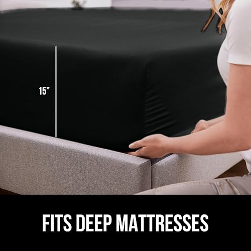 Miniatura 6 de Gorilla Grip Sábana bajera ajustable para cama matrimonial, sábanas de bolsillo extra profundo, microfibra suave, transpirable y ligera, parte