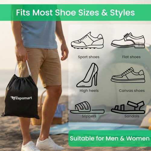 Image of Shoe Bag for Travel & Storage 16 x 12 Inch with Free Shoe Cover, Dustproof & Water-Resistant Non Woven Shoe Organizer for Men & Women, Footwear Bag for Luggage, Home (Black, Pack of 6)