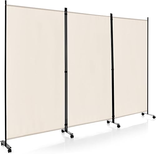 Miniatura 19 de Giantex Divisor de habitación grande de panel único, pantalla de privacidad de 73'' de ancho x 73'' de alto con ruedas con cerradura, divisor de