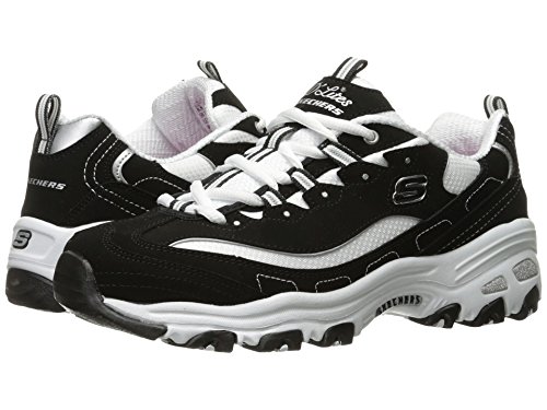 Skechers Women's D'Lites Fit Biggest Fan Sport Sneaker Shoes, Black/White, Size 6.5