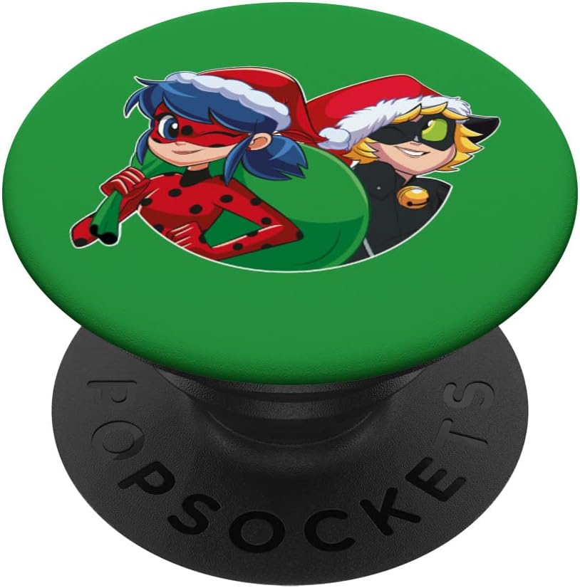 Miraculous Ladybug & Cat Noir with Christmas presents PopSockets Swappable PopGrip