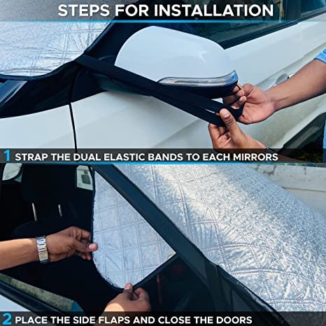 Image of EcoNour Snow Cover with Side Mirror Cover + Wiper Cover | Four-Layered PEVA Windshield Frost Cover for for Any Weather with Sag-Proof | Durable Snow Mirror Cover and Wiper Cover | X-Large