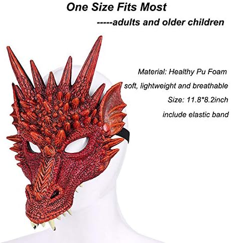 Alodidae Dragon Costumes Set Devil Wings Demon Tail Dino Mask for Halloween Masquerade Party Cosplay - Image 3