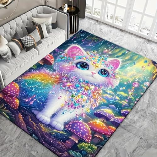 Tapis de chambre en mousse à mémoire douce chat 3D - 6