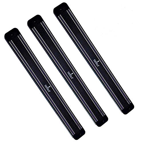 SiliSlick Magnetic Knife Rack Wall Strip | 12" / 30.5cm Magnet Tool Holder | (3 Black)